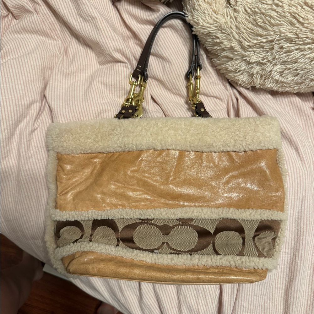 Coach Tan and Cream fur Shoulder Bag
